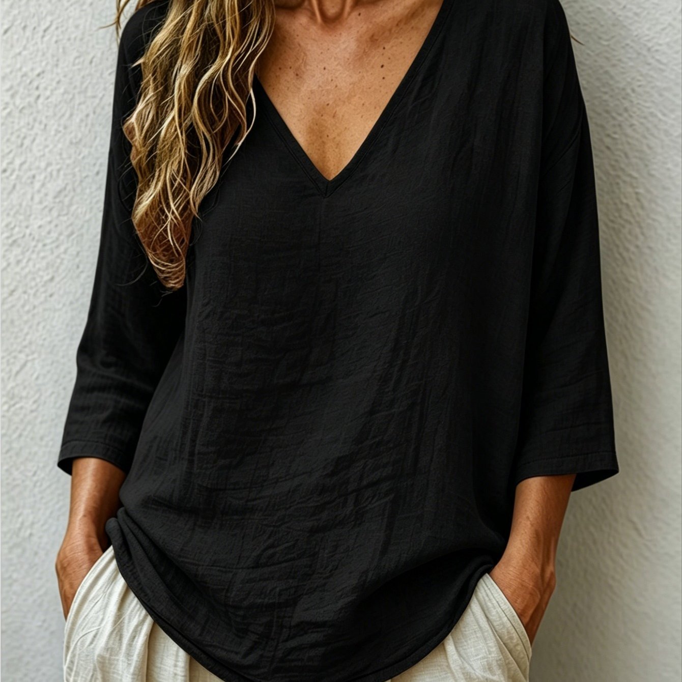 Viara | Women's Relaxed Oversized V-Neck Blouse