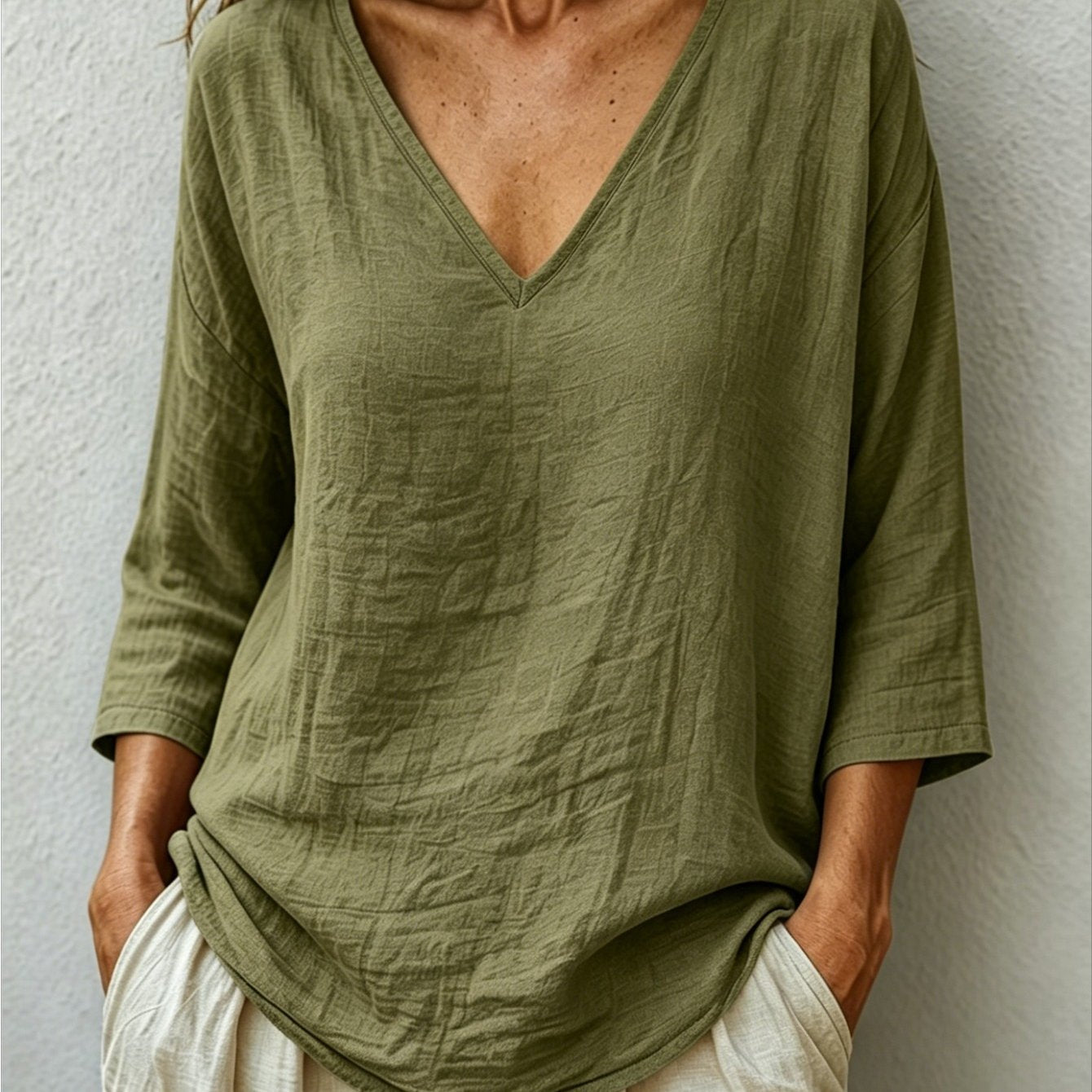 Viara | Women's Relaxed Oversized V-Neck Blouse