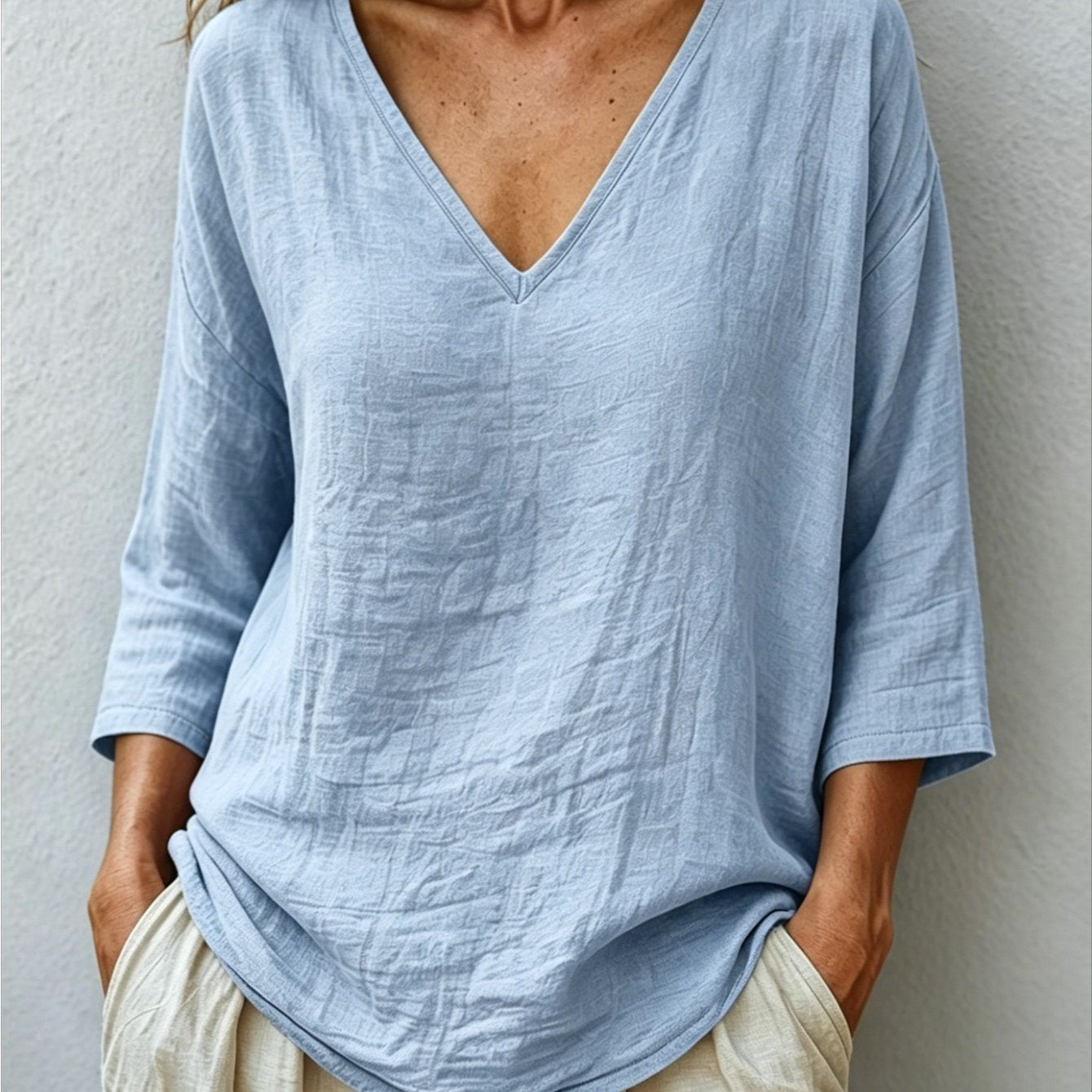 Viara | Women's Relaxed Oversized V-Neck Blouse