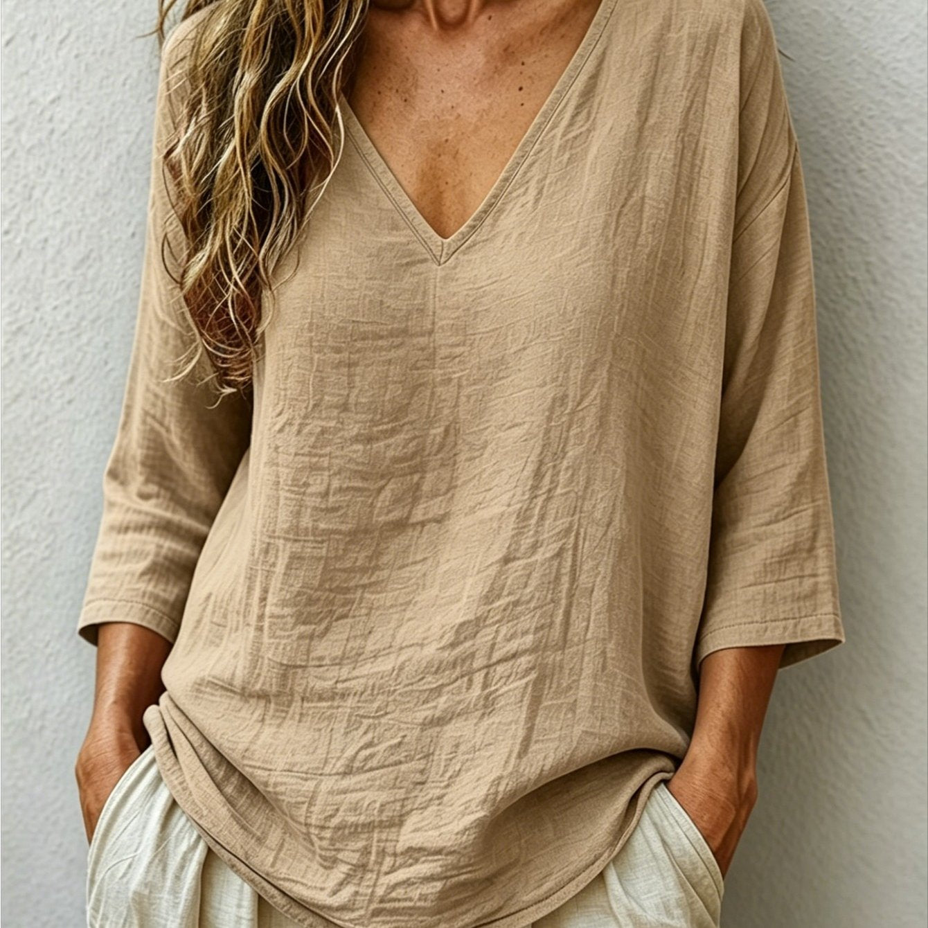 Viara | Women's Relaxed Oversized V-Neck Blouse