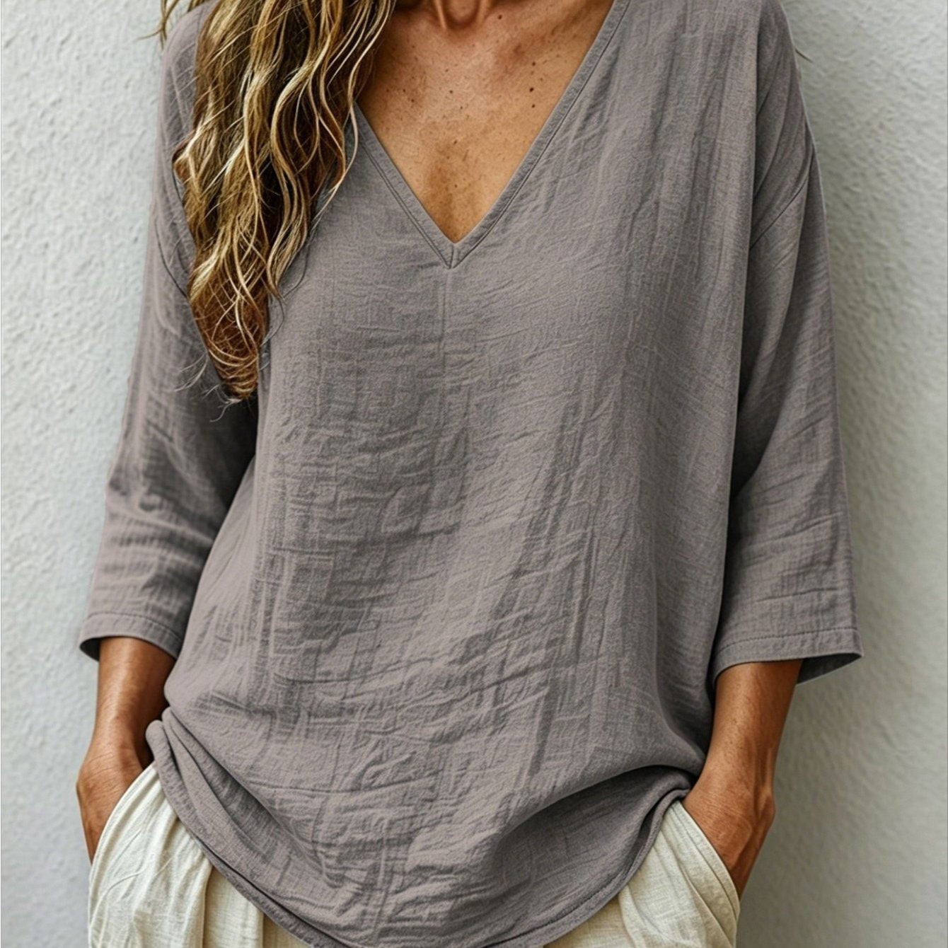 Viara | Women's Relaxed Oversized V-Neck Blouse