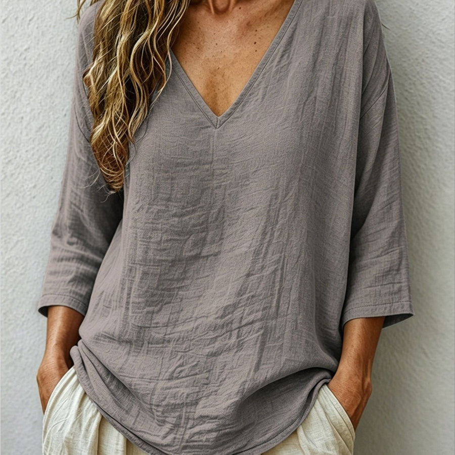 Viara | Women's Relaxed Oversized V-Neck Blouse