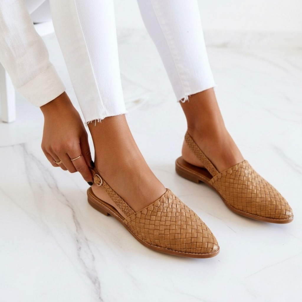 Tavira Woven Faux Leather Flats