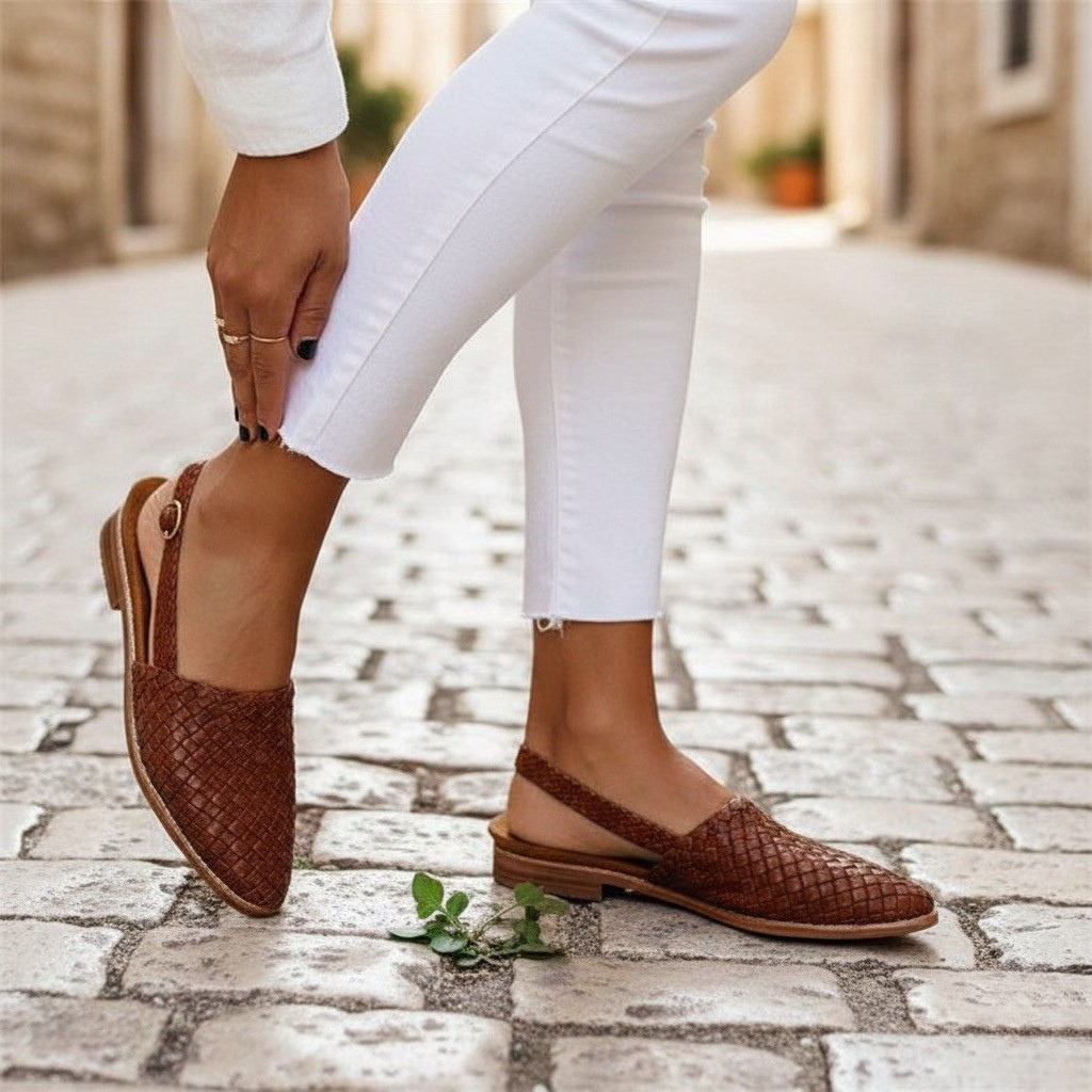Tavira Woven Faux Leather Flats