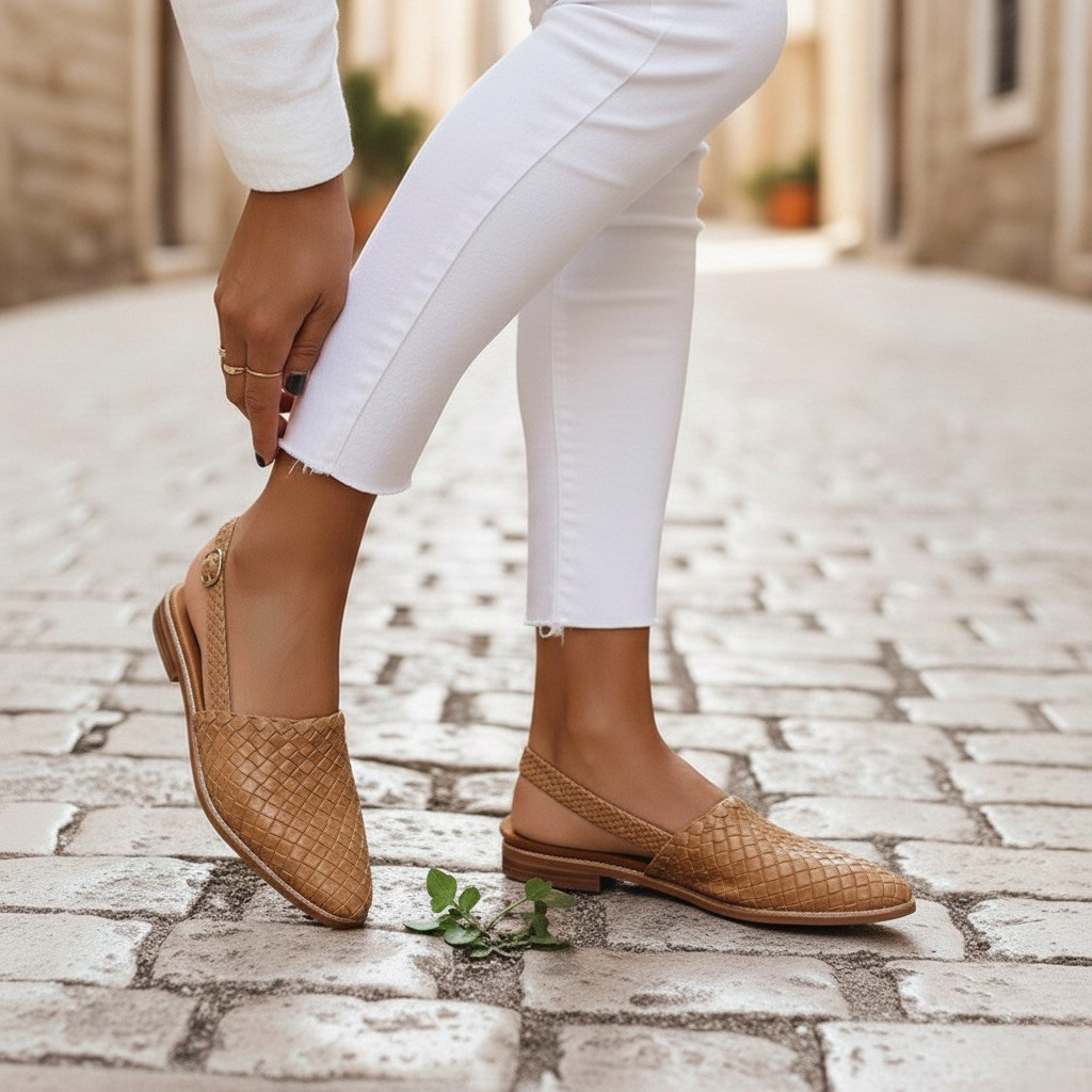 Tavira Woven Faux Leather Flats