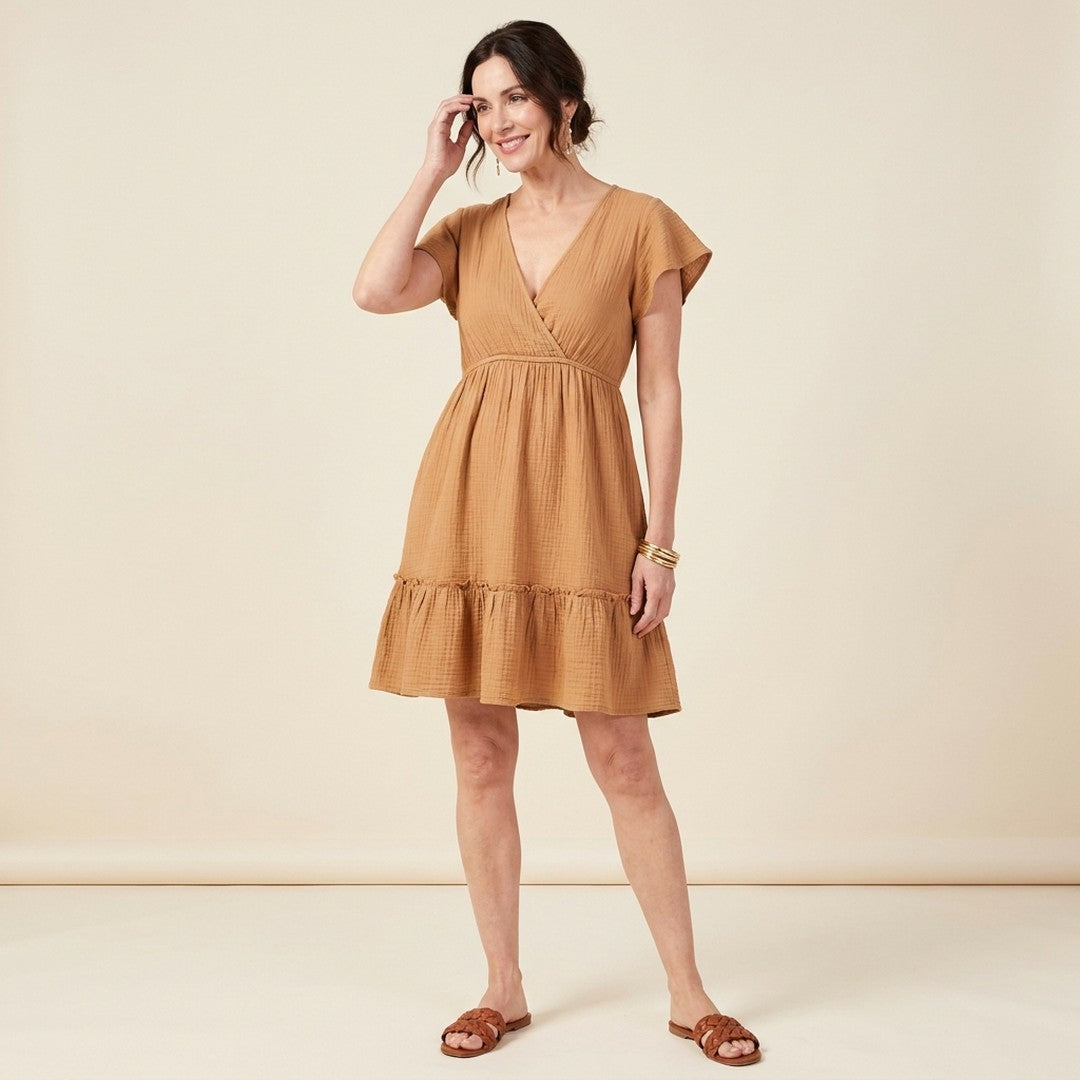 Nina | Stylish V-Neck Short Sleeve Summer Dress