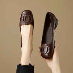 Monarch Edge Square Toe Leather Hardware Flats