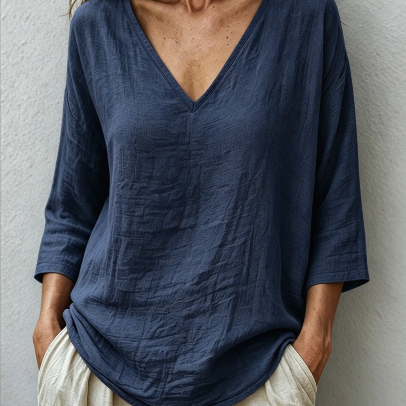 Viara | Women's Relaxed Oversized V-Neck Blouse
