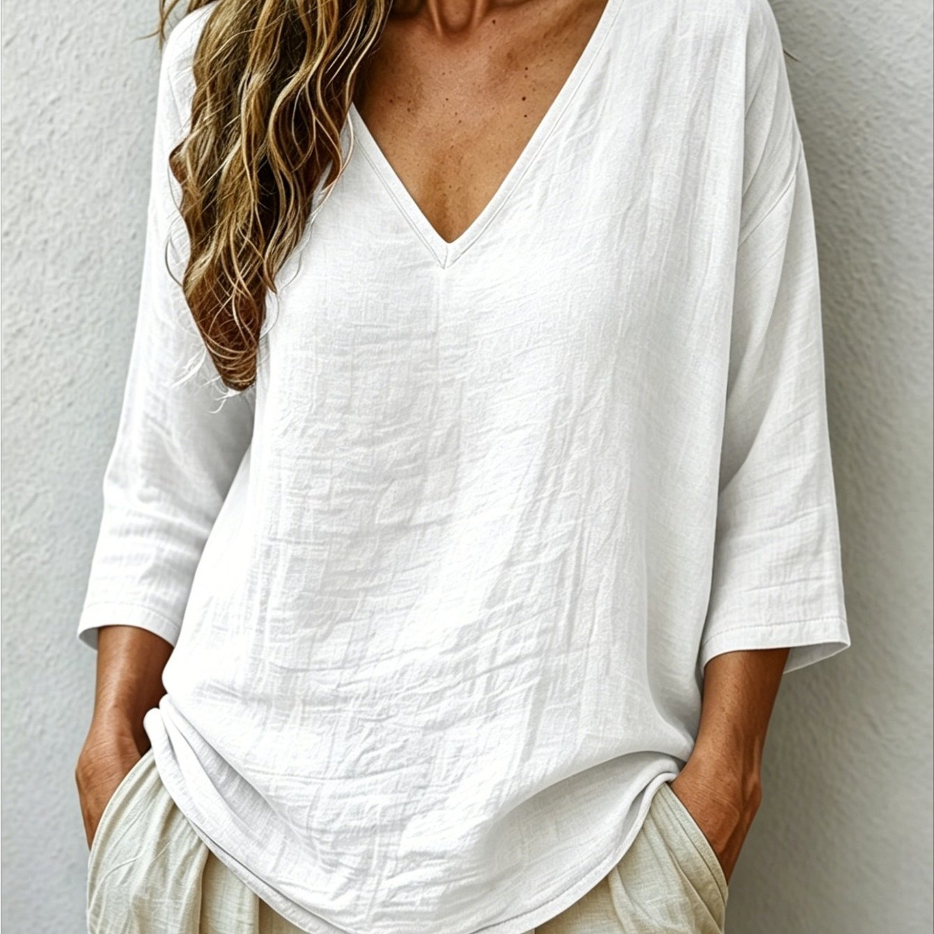 Viara | Women's Relaxed Oversized V-Neck Blouse