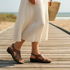 Camille | Women's Wedge Leather Sandal