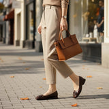 Margaux | Women's Square Toe Leather Hardware Flats