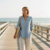 Odette | Women's Relaxed-Fit V-Neck Button Down Shirt