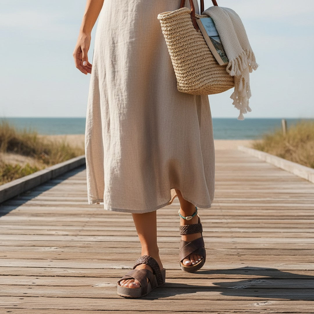 Genevieve | Women's Leather Strap Sandal
