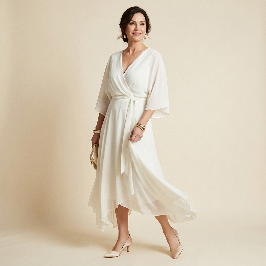 Arabella | Elegant Women's V-Neck Wrap Midi Dress