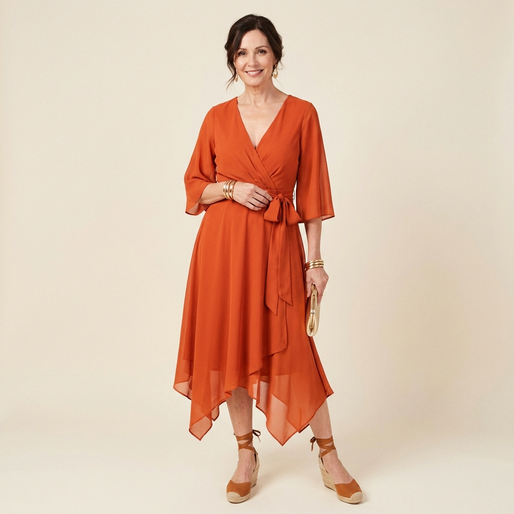 Arabella | Elegant Women's V-Neck Wrap Midi Dress