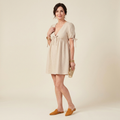 Nellie | Elegant Women' Short V-Neck Bowknot Dress with Puff Sleeves