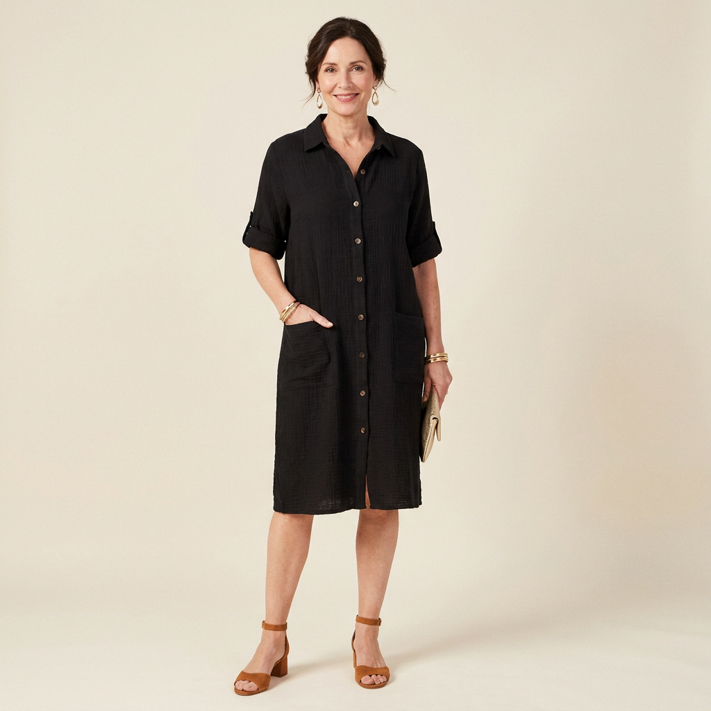 Lila | Lightweight Short Sleeve Midi Summer Dress With Buttons