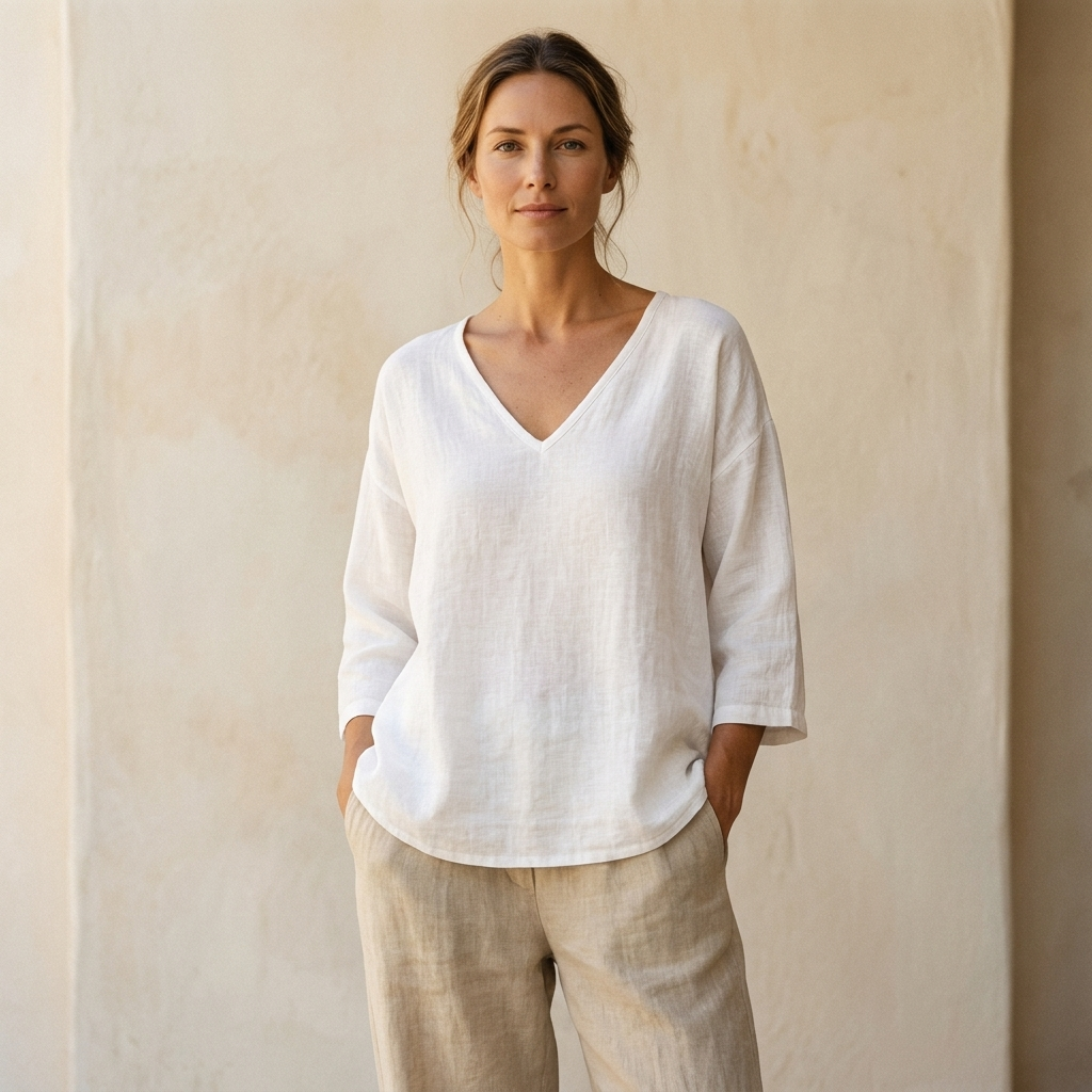Viara | Women's Relaxed Oversized V-Neck Blouse