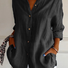 Odette | Women's Relaxed-Fit V-Neck Button Down Shirt