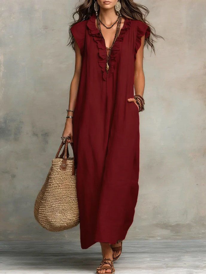 Rémi | Women's Ruffle Detail Flowy Maxi Dress – Weekend Style