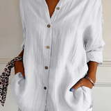 Odette | Women's Relaxed-Fit V-Neck Button Down Shirt