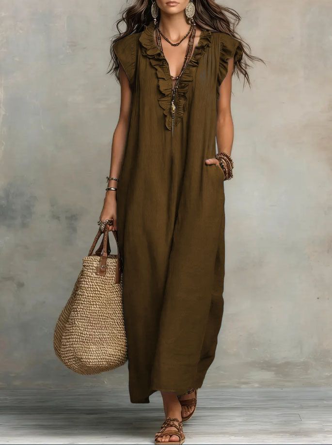 Rémi | Women's Ruffle Detail Flowy Maxi Dress – Weekend Style