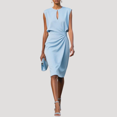 Margaux | Wedding Guest Sleeveless Midi Dress with Keyhole Neckline for Women