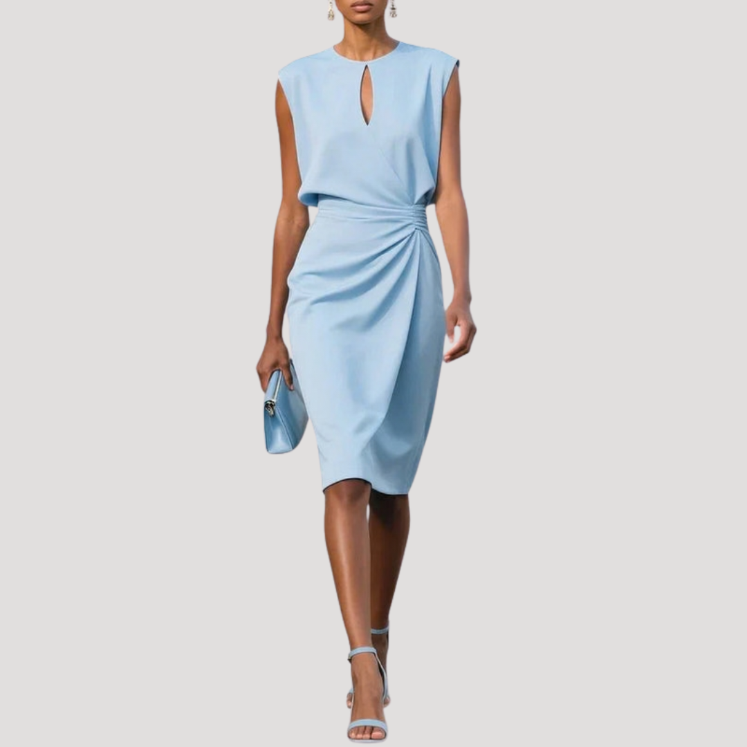 Margaux | Wedding Guest Sleeveless Midi Dress with Keyhole Neckline for Women