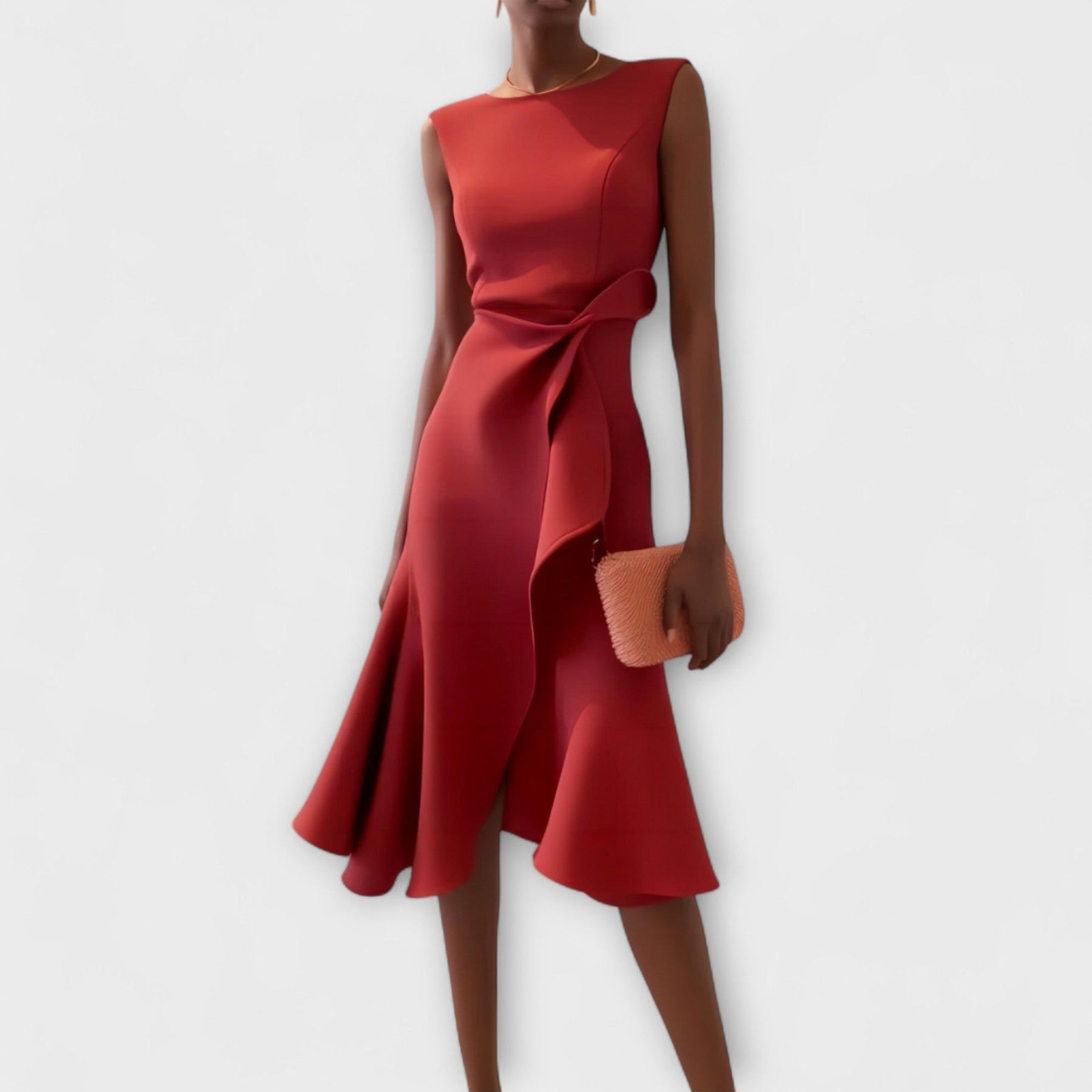Éveline | Women's Sleeveless Asymmetric Drape Midi Dress