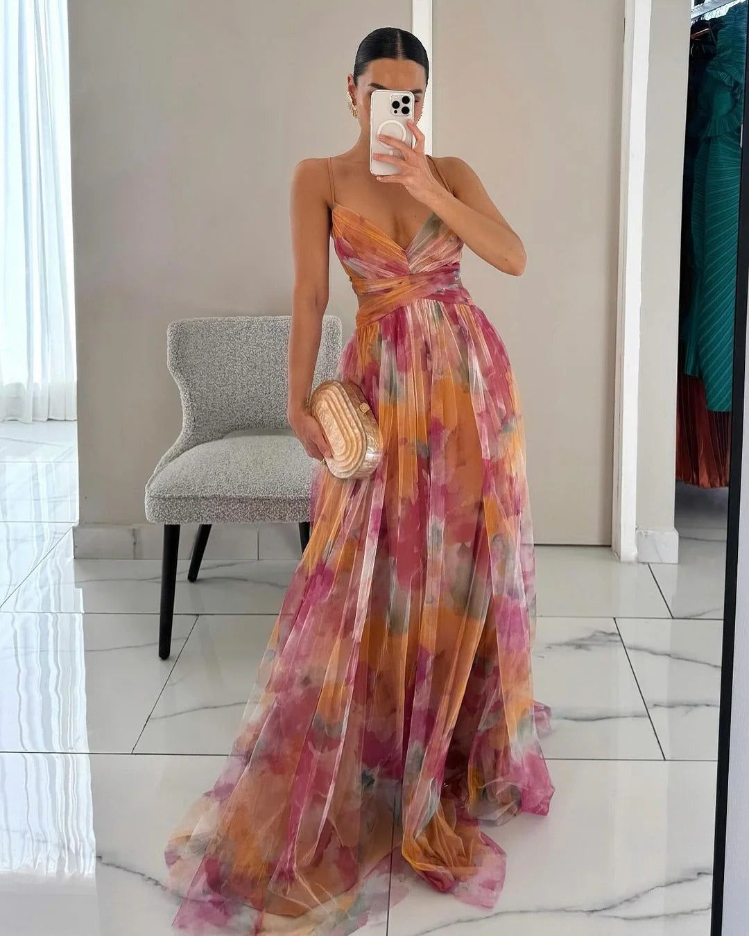 Céleste | Wedding Guest V-Neck Maxi Dress for Women