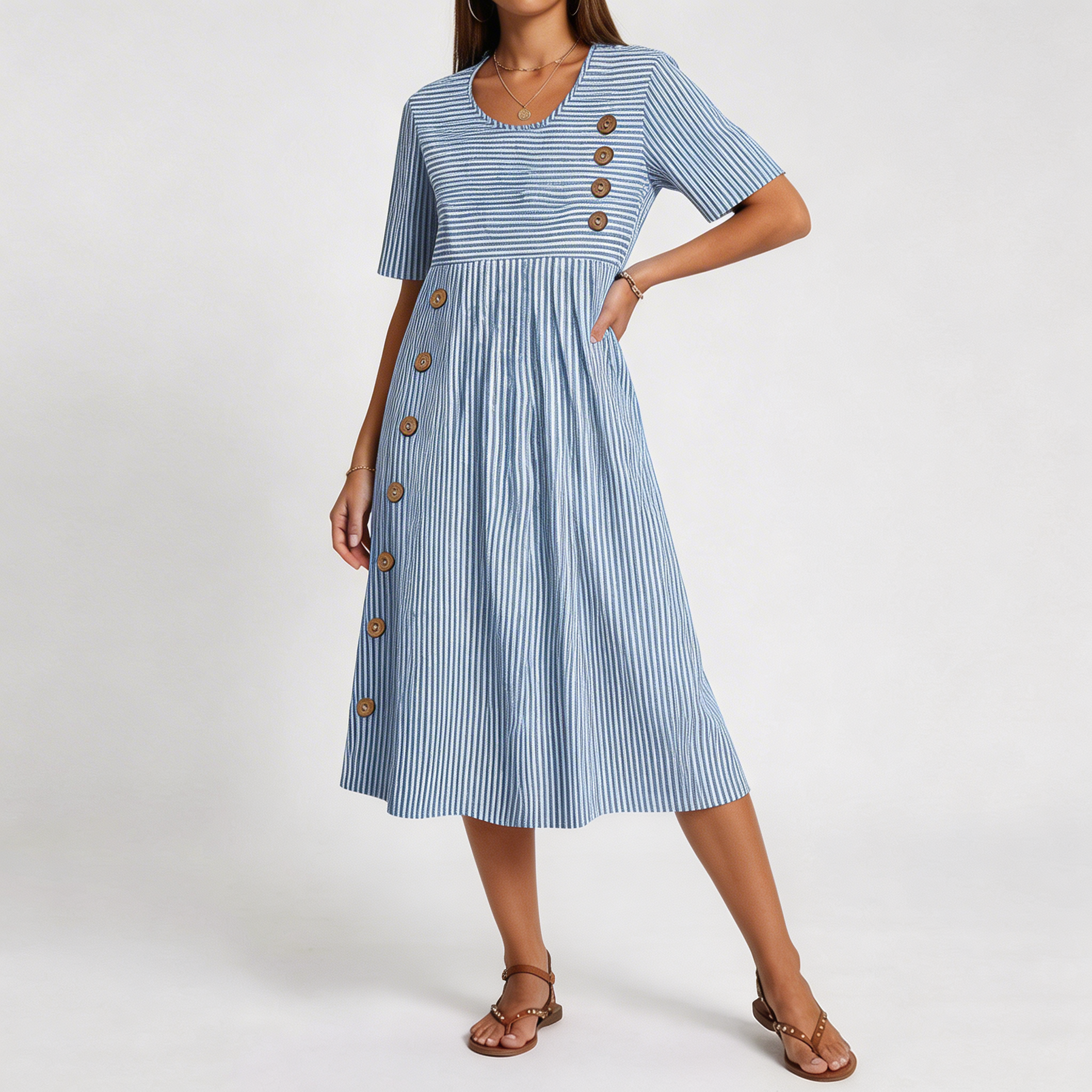 Adalric | Women's Relaxed-Fit V-Neck Midi Dress Weekend