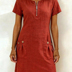 Nolette | Women's A-Line Short-Sleeve Dress with Pockets