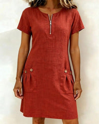 Nolette | Women's A-Line Short-Sleeve Dress with Pockets