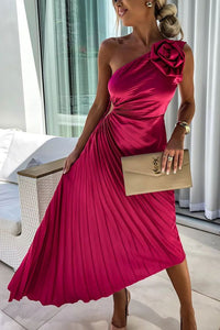 Isabeau | Wedding Guest One-Shoulder Pleated Midi Dress