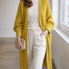 Ida | Women's Long Ribbed Cardigan Open Front