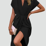 Adalyn | Wedding Guest Wrap Midi Dress with V-Neck for Women