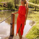 Odessa | Women's V-Neck Maxi Dress with Side Split