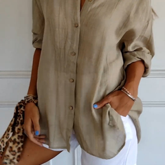 Odette | Women's Relaxed-Fit V-Neck Button Down Shirt