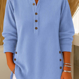Gabrielle | Women's Ribbed Button-Front Tunic Sweater
