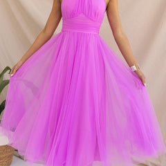 Genevieve | Wedding Guest Halterneck A-Line Midi Dress