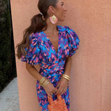 Daphne | Wedding Guest Wrap Dress with Puff Sleeves