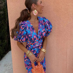 Daphne | Wedding Guest Wrap Dress with Puff Sleeves
