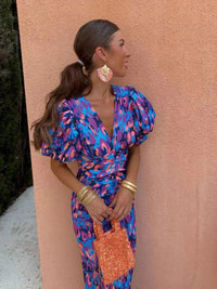 Daphne | Wedding Guest Wrap Dress with Puff Sleeves