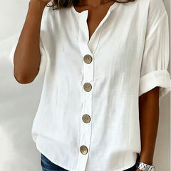 Odalric | Women's Relaxed-Fit Button Front Short Sleeve Blouse