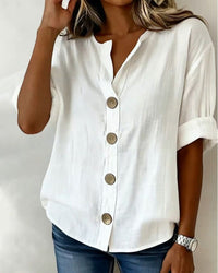 Odalric | Women's Relaxed-Fit Button Front Short Sleeve Blouse