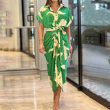 Genevieve | Women's High-Waist Flounce Collar Midi Dress