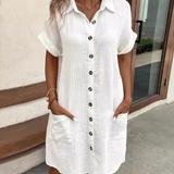 Josephine | Women's Button Front Short Sleeve Shirt Dress
