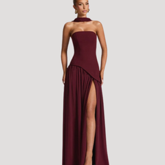 Rosemonde | Wedding Guest Strapless Pleated Maxi Dress for Women