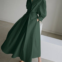 Eleanor | Women's V-Neck Long Sleeve Midi Dress – Weekend Errands