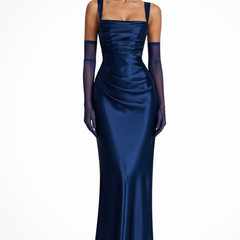 Marisette | Wedding Guest Ruched Square Neck Maxi Dress